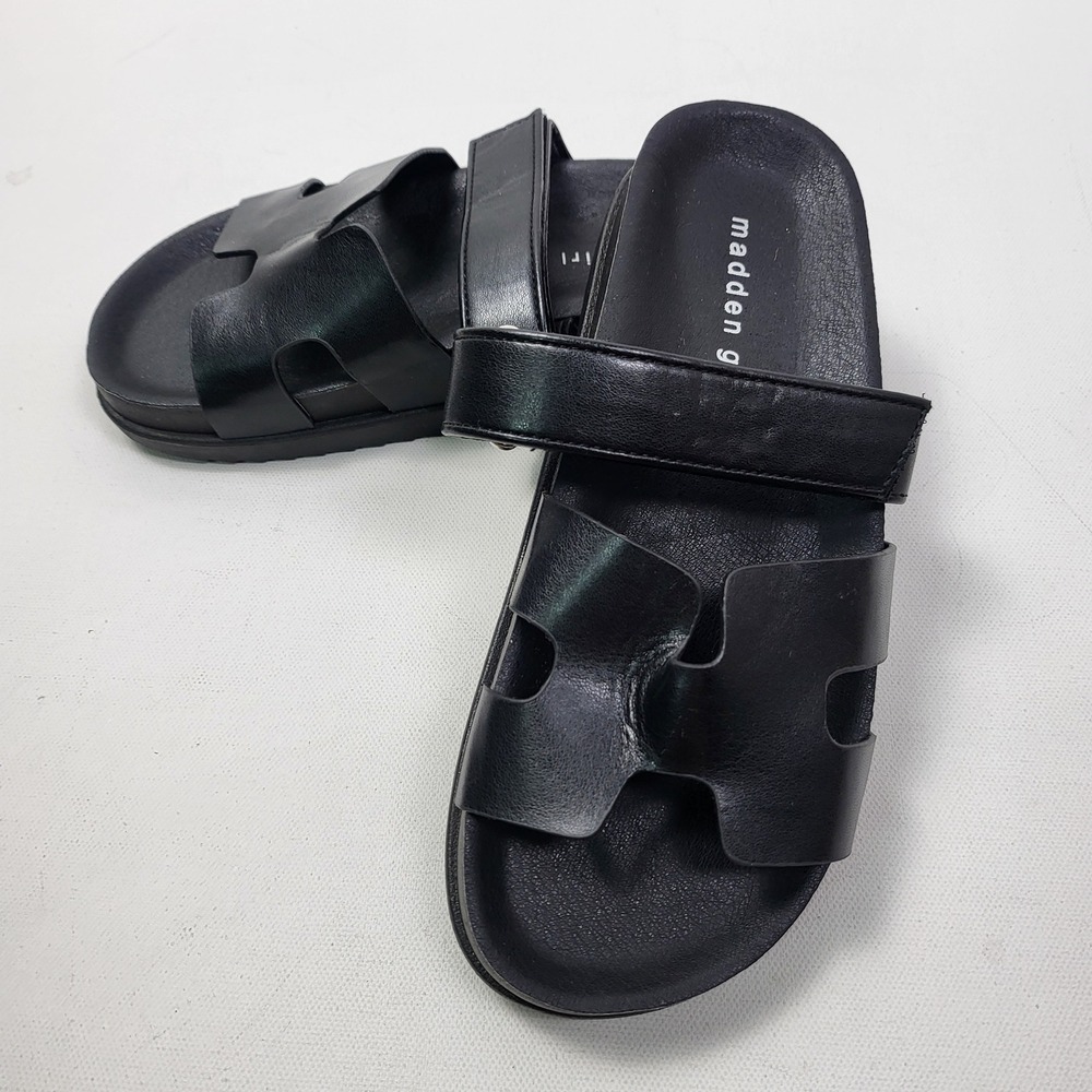 Madden Girl Black Sandals Slides Adjustable‎ Strap Casual Kids Size 6